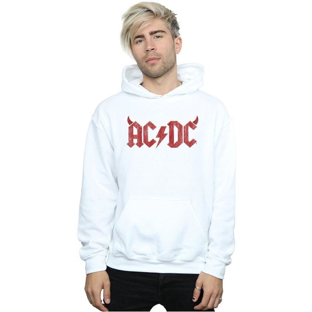 AC/DC Mens Horns Logo Hoodie / White